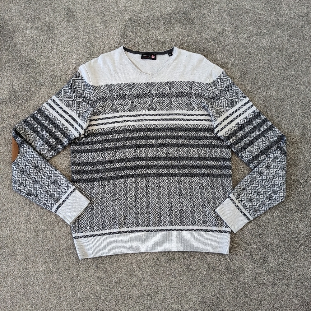 Anthony of London Fair Isle Wool Sweater Men's Large V neck Academia